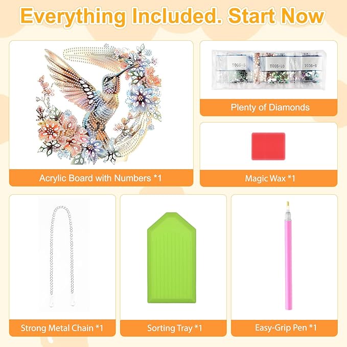 TOSTOG Bird Wreath Diamond Art Pendant Kits for Adult, Flower Diamond Painting Hanging Kit for Beginners, 5D DIY Crafts Gem Art, Waterproof Full Accessories for Home Decor Idea 20 * 20 cm/8 * 8 in