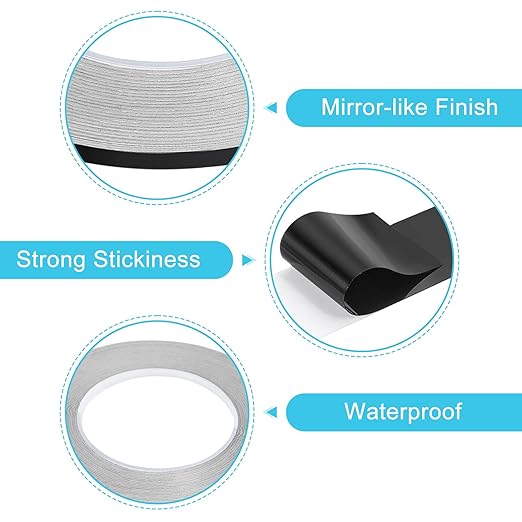 uxcell Metallic Tape, 0.19 in x 164 ft Self Adhesive Metalized Polyester Film Tape Waterproof Shiny Washi Tape for Wall Graphic Arts Gifts Wrapping Crafts Decoration, Gloss Black, 2 Pcs