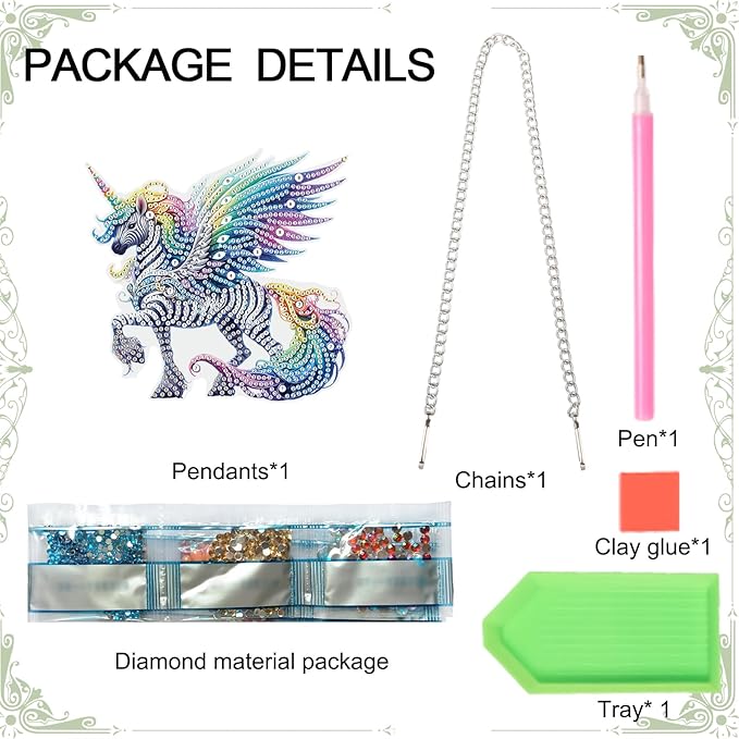 AiYuanzsh Unicorn Horse Diamond Painting Hanging Kit, 5D Special Shaped Rhinestones Acrylic Suncatcher DIY Diamond Art Kit for Adults, Rainbow Wings Ornament for Wall, Window, or Garden Decor