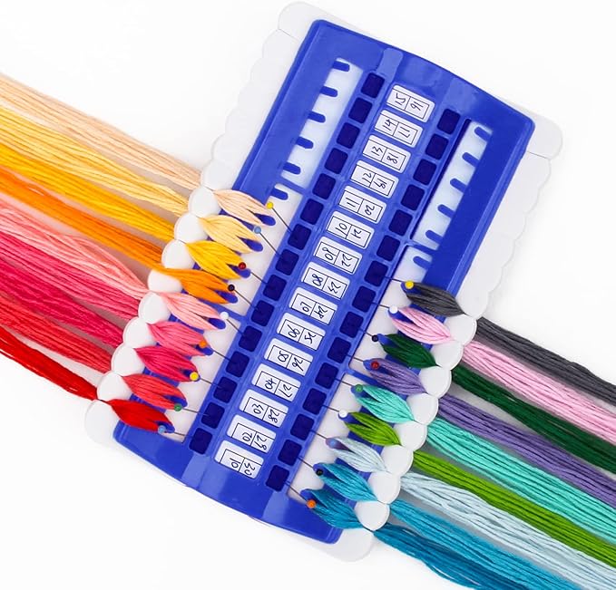 30 Positions Floss Organizer Embroidery Shelf, Luxiv Thread Organizers for Cross Stitch Embroidery Thread Holder with 15 Pcs Replaceable Paper Card Sewing Needle, Embroidery Floss Organizer…
