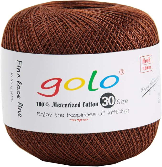golo Crochet Thread Crochet Yarn for Hand Kniting Tatting Brown Yarn 208