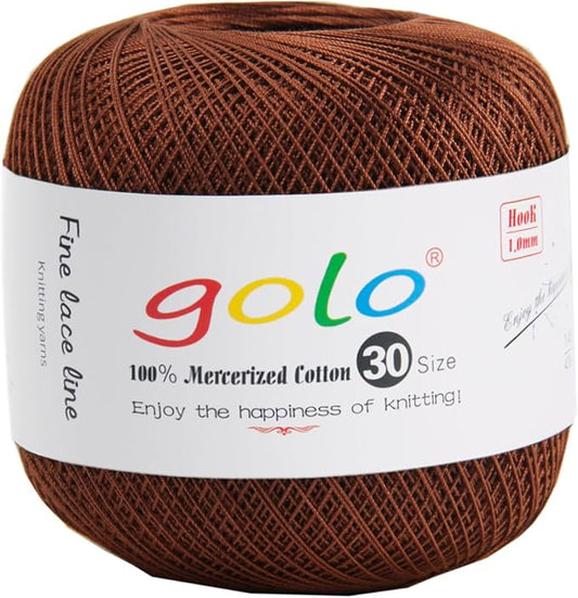golo Crochet Thread Crochet Yarn for Hand Kniting Tatting Brown Yarn 208