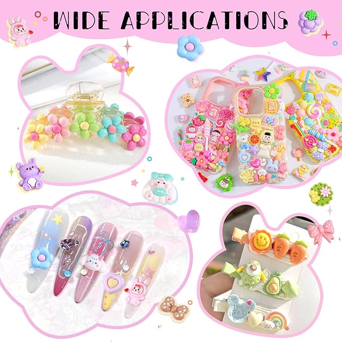 100PCS Blue Slime Charms Cute Flatback Resin Charms for Slime, Random Kawaii Decoden Charm for Embellishments Phone Junk Case Charms Bulk, Hairpins Scrapbooking Crafting & DIY Decoration