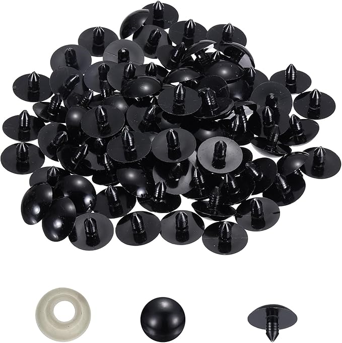 PATIKIL 30mm Safety Eyes, 100 Set Plastic Craft Eyes with Washers for Stuffed Animals Crochet Toys Dolls DIY Craft Making, Black