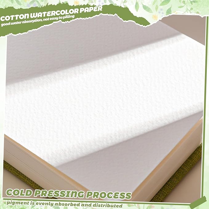 40 Sheets Watercolor Journal 4x6”, 140 lb/300 GSM Watercolor Sketchbook Cold Press Watercolor Paper Watercolor Notebook for Painting, Drawing