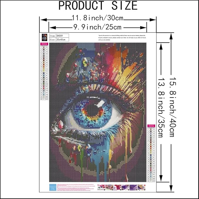 SHICERNHJ Eye Diamond Painting Kits for Adults DIY 5D Diamond Art Paint with Round Diamonds Dots Kits for Adults Full Drill Painting Kit Gem Art and Crafts for Home Wall Decor 12x16Inch