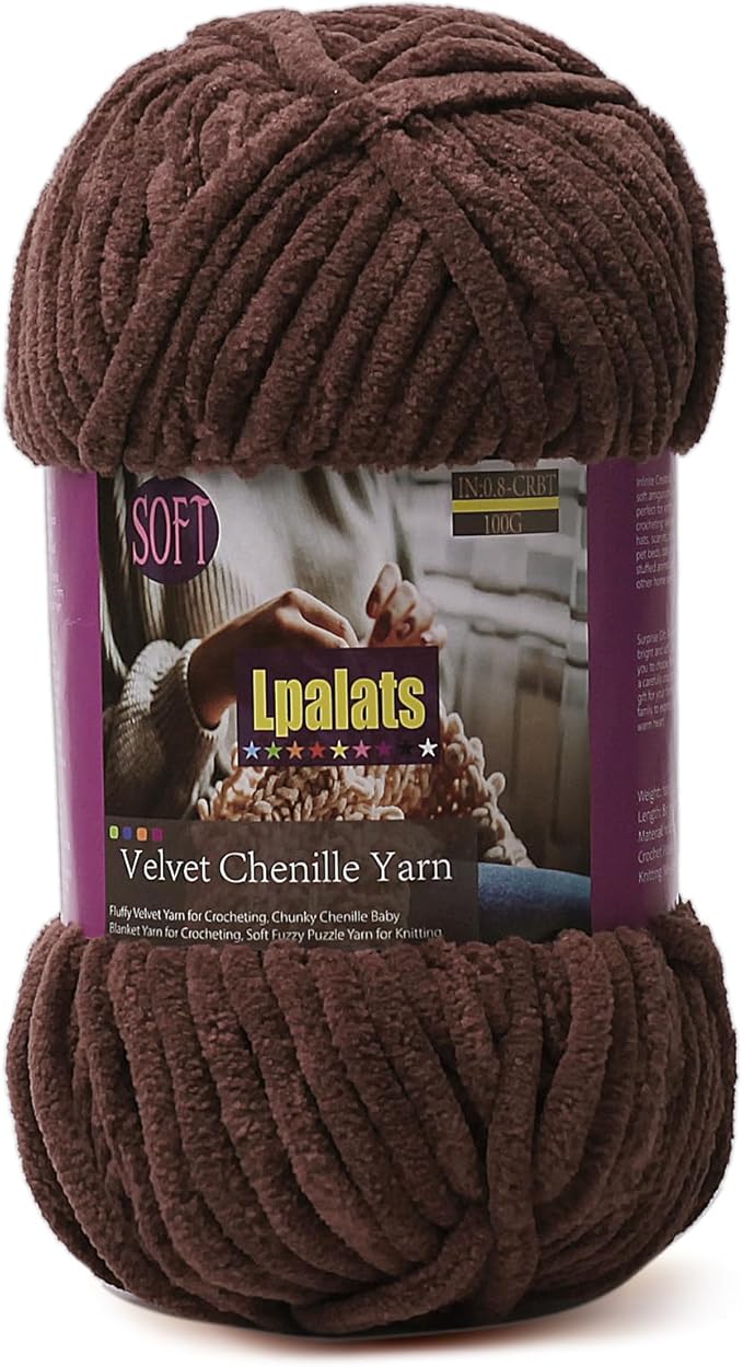 Baby Blanket Yarn for Crocheting Soft - 1 Pack of 100g/3.5oz Chunky Chenille Yarn for Knitting Blankets Amigurumi - #6 Super Bulky - 87 Yards Thick Plush Yarns (1, Dark Curry)