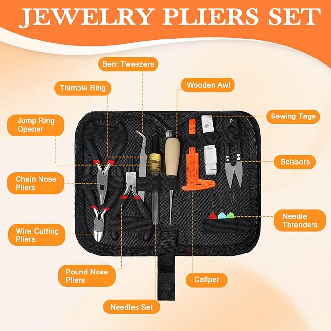 fuvooi Jewelry Repair Kit, Jewelry Making Supplies Kit Jewelry Pliers Set with Wires, Chain, Tweezers, Lobster Clasps, Jewelry Jump Rings