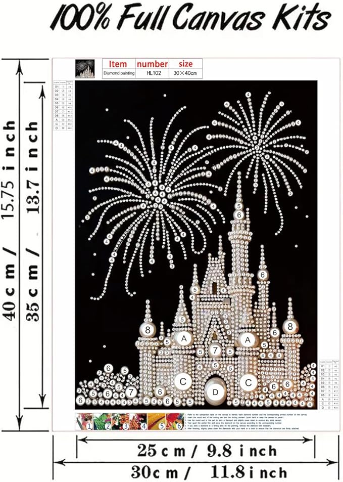 GEMFAMILY Firework Castle Diamond Art Kits for Adults Beginner,5D Diamond Pearl Painting Kits for Special Shape,DIY Pearl Rhinestones Diamond Dots Painting for Home Wall Decor 12 x 16 Inch