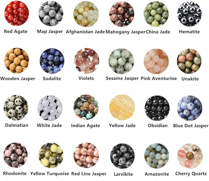 720pcs Crystal Beads for Jewelry Making Bulk,Natural Stone Beads Charm Gemstone DIY for Friendship Bracelet Making Kit Supplies(6mm,24 Color A)