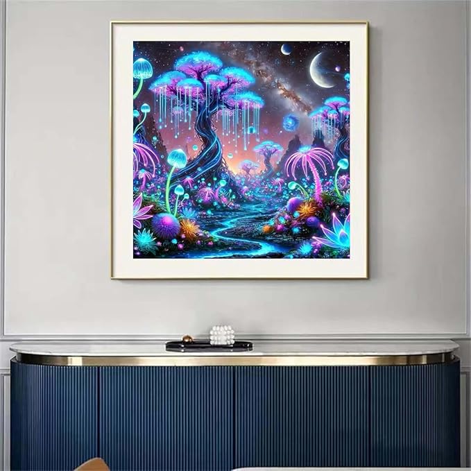 SHICERNHJ 5D Diamond Painting Kits for Adults,Dreamy Luminescent Tree Diamond Art Kits,DIY Full Drill Diamond Painting Kits Arts and Crafts for Adults Home Wall Deco 14x14 Inch