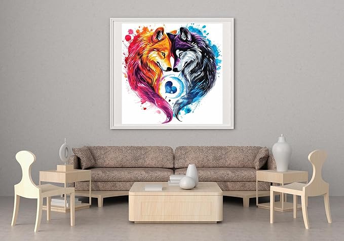 moohue stamped cross stitch kits for adults animals love wolves 14ct pre printed cross stitch kits for beginners (animals love wolves)