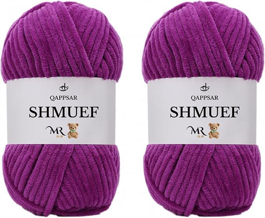 SHMUEF Chenille Yarn 2-Pack – Ultra Soft Velvet Yarn, Super Bulky Weight (5–6 mm), Yarn for Crochet, Amigurumi & Baby Blankets (Violet)