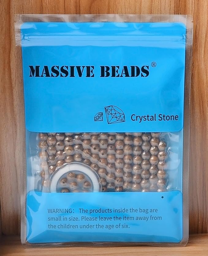 8mm Massive Beads Natural Wooden Round Loose Beads Jewelry Making with Thread 200 PCS(Emperor Blood Wood, 8mm)