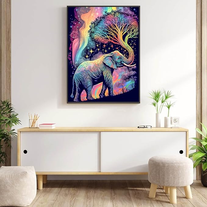 Meothan 5D Diamond Painting Kits for Adults Elephant Diamond Art Kits for Adoults DIY Full Round Paint with Diamond Art Dots Abstract Gem Art Painting Crafts for Home Wall Decor 11.8x15.7inch