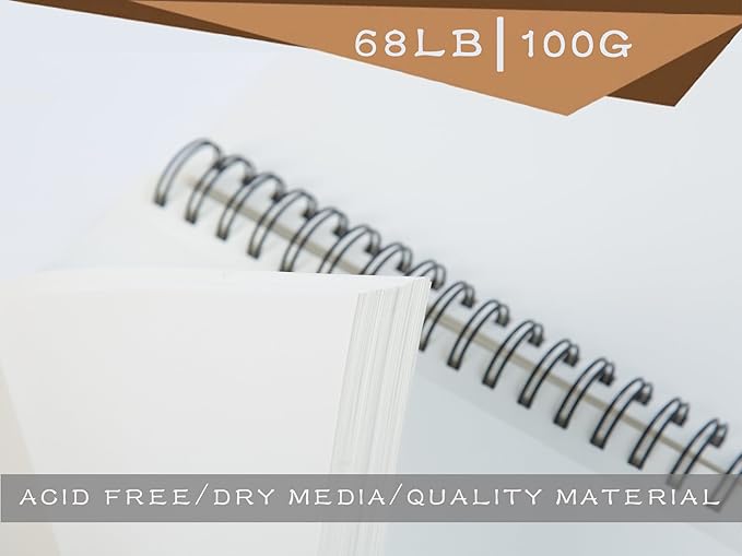 Bachmore Sketchpad 9X12 Inch (68lb/100g), 100 Sheets of Spiral Bound Sketch Book for Artist Pro & Amateurs | Marker Art, Ink Art, Colored Pencil, Acrylic Paint, Charcoal for Sketching