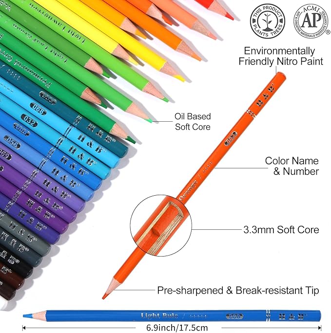 H & B 120PCS Colored Pencils for Adults with Zipper Case, Soft Core Oil-Based Drawing Pencils for Adult Coloring, Professional Art Supplies for Artists