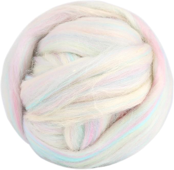 3.53oz Wool Roving, Fiber Roving Wool Top, Needle Felting Supplies, Pure Wools, Chunky Yarn, Spinning Wools for Needle Felting Wet DIY Hand Spinning (Multicolor)