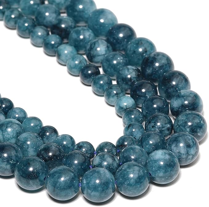Stone Beads, 60pcs Blue Apatite, 6mm Round Loose Beads for Jewelry Making, Bracelets, with Bag, String & Card