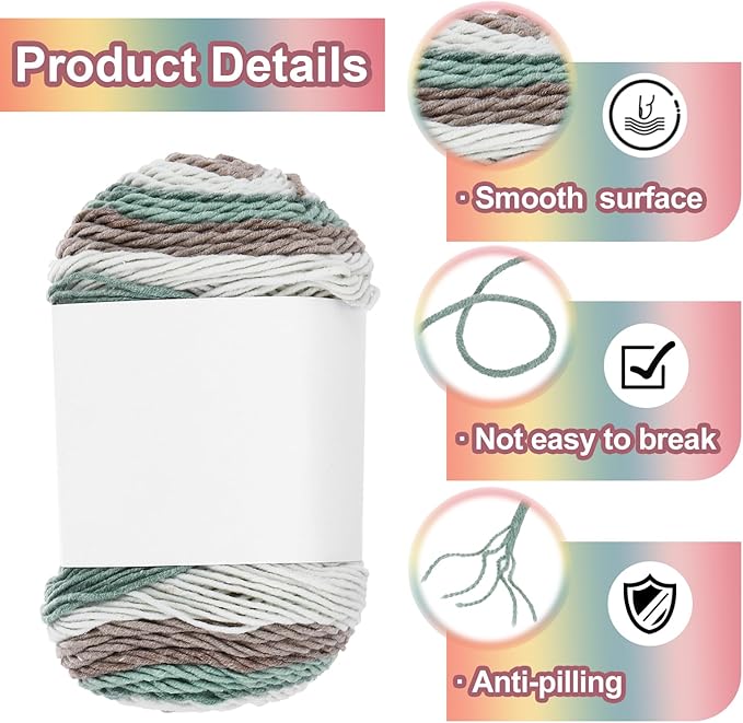 MECCANIXITY Cotton Acrylic Yarn for Crocheting, 422 Yard 5 Ply Soft Gradient Yarn Acrylic 45% Cotton 55% Used for DIY Knitting Blankets Scarves(2 Packx100g,Gray,Blue)