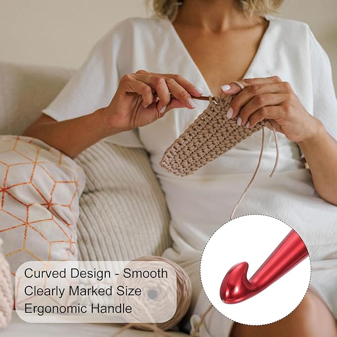 uxcell Aluminum Crochet Hook 8mm US Size L (Size 11) Knitting Needles for DIY Craft Yarn Red 10Pcs