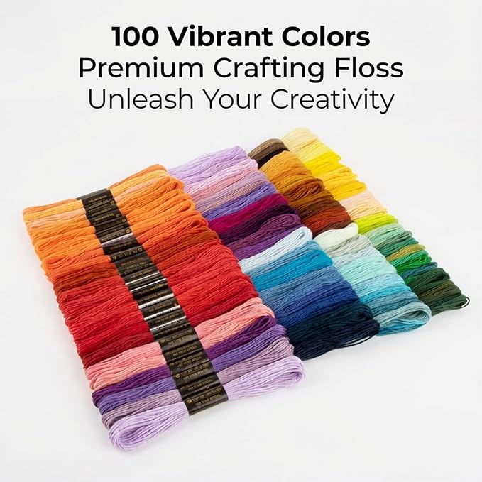 Sukh 100 Colour Embroidery Thread - Rainbow Embroidery Floss Bulk for DIY Sewing & Crafts