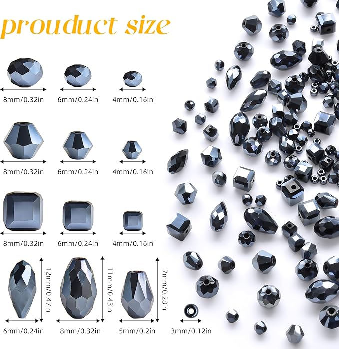 1500 Pcs Crystal Glass Beads for Jewelry Making – 12 Styles Bicone, Rondelle, Cube, Teardrop & 3mm Spacer Beads, DIY Bracelet Necklace Earring Craft Kit with Organizer Box(Vavy Blue)