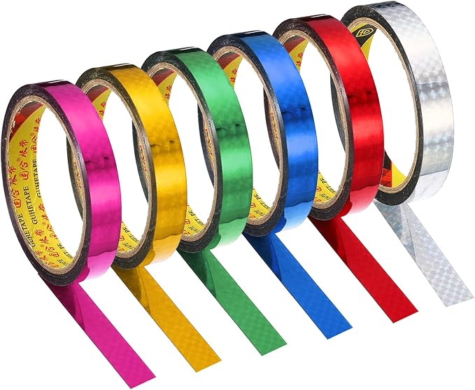 PATIKIL Prism Tape 0.6 Inch x 32.8 Yards, 6 Pack Holographic Metalized Reflective Self Adhesive for DIY Art Craft Wrap Wall Decoration, Assorted Color