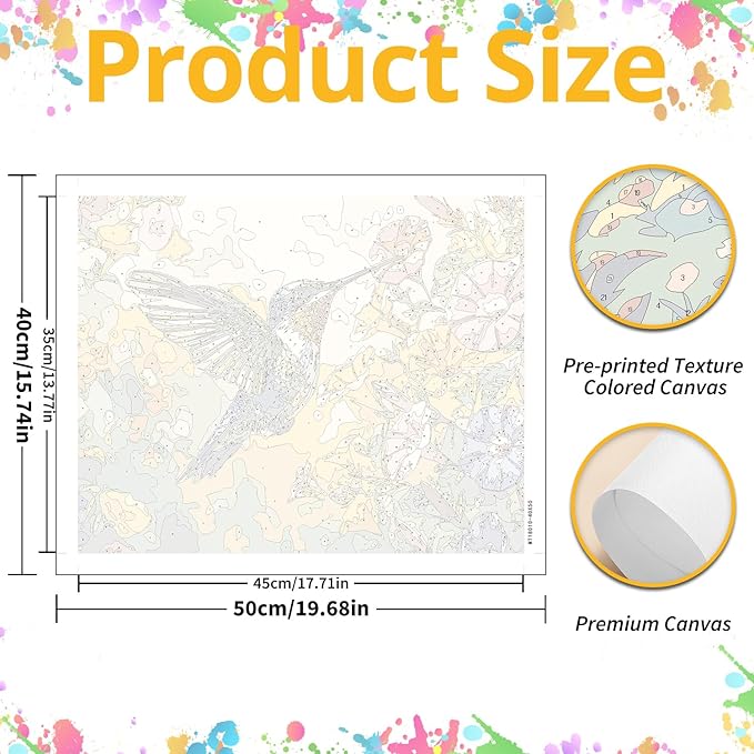 Hummingbird Paint by Numbers for Adult, Hummingbird Paint by Numbers Kit for Adults Beginners, DIY Acrylic Painting on Canvas for Home Wall Art Decor 16x20Inch