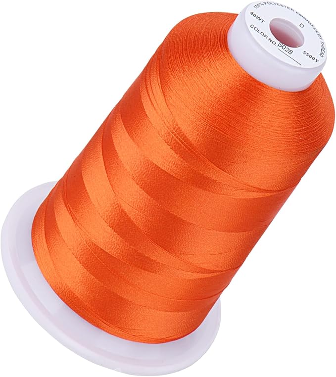 Simthread 5500Yds Embroidery Thread, 5000M High-Yardage 40WT 100% Polyester Thread – 170+ Vivid Colors, High-Speed Rated – Compatible with Brother, Singer, Janome & More - Fiery Sunset S028