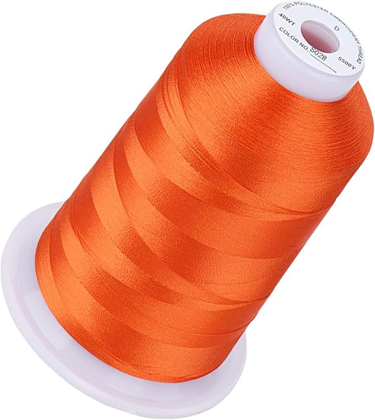 Simthread 5500Yds Embroidery Thread, 5000M High-Yardage 40WT 100% Polyester Thread – 170+ Vivid Colors, High-Speed Rated – Compatible with Brother, Singer, Janome & More - Fiery Sunset S028