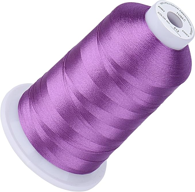 Simthread 5500Yds Embroidery Thread, 5000M High-Yardage 40WT 100% Polyester Thread – 170+ Vivid Colors, High-Speed Rated – Compatible with Brother, Singer, Janome & More - Violet 613
