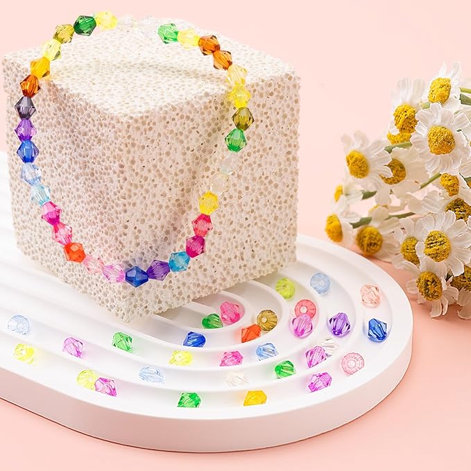 XSEINO 3760 Pieces 6mm Crystal Beads for Jewelry Making, 47 Colors Crystal Acrylic Beads for Bracelets Jewelry Making and DIY Crafts