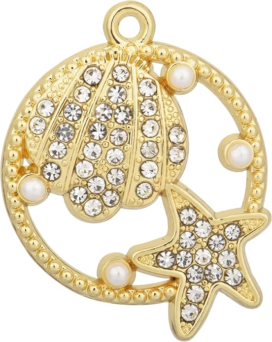 Pack of 20 Rhinestone Charms Gold Plated Pendants Pave Crystal Accessories for Necklace Bracelet Jewelry Making DIY Crafting