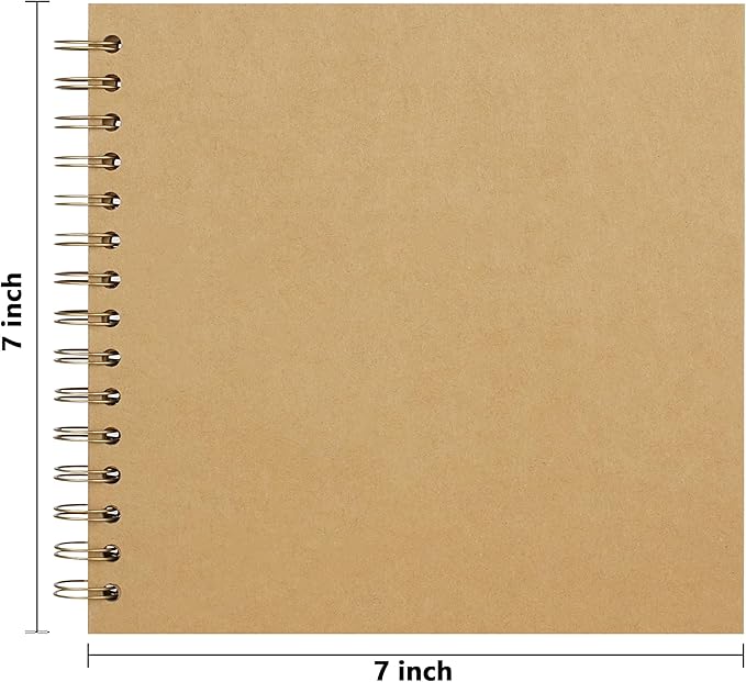 Vienrose DIY Scrapbook Album 7x7 Inch Hardcover Kraft Paper Scrap Book Photo Albums with 40 Blank Pages for Wedding Baby Shower, Kraft Color