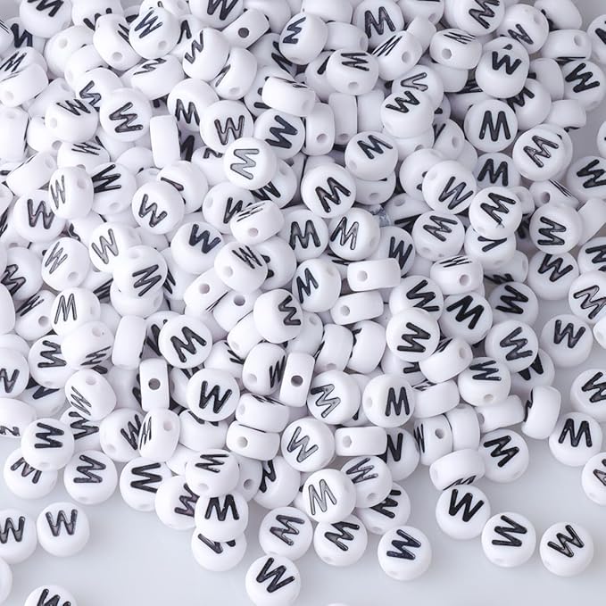 500pcs Letter W Beads Bulk, Letter Beads, Alphabet Bead for Friendship Bracelets, Jewelry Making Supplies,DIY Making Kit