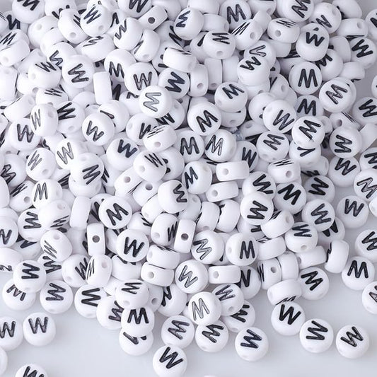 500pcs Letter W Beads Bulk, Letter Beads, Alphabet Bead for Friendship Bracelets, Jewelry Making Supplies,DIY Making Kit