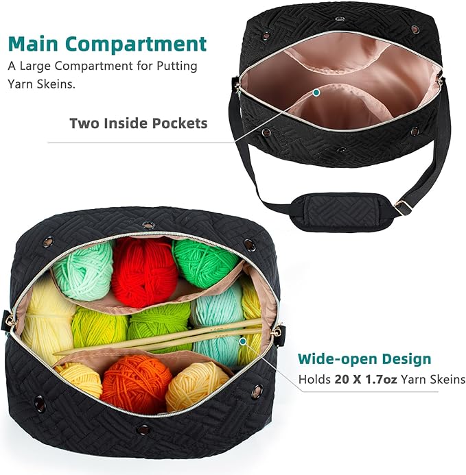 Crochet Bag Organizer - Knitting Bag - Yarn Storage Organizer - Yarn Bag for Crocheting - Yarn Holder for Crochet Accessories, Crocheting & Knitting Gifts
