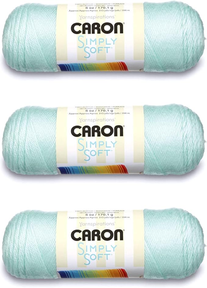 Caron Simply Soft Soft Green Yarn - 3 Pack of 170g/6oz - Acrylic - 4 Medium (Worsted) - 315 Yards - Knitting/Crochet
