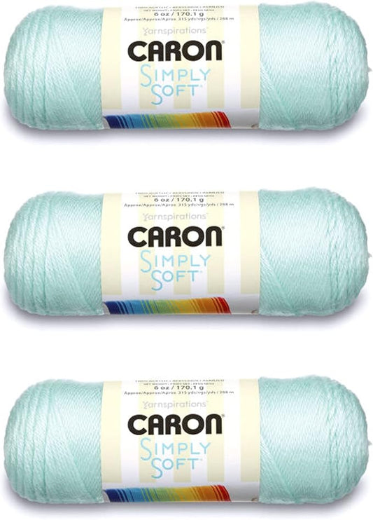 Caron Simply Soft Soft Green Yarn - 3 Pack of 170g/6oz - Acrylic - 4 Medium (Worsted) - 315 Yards - Knitting/Crochet