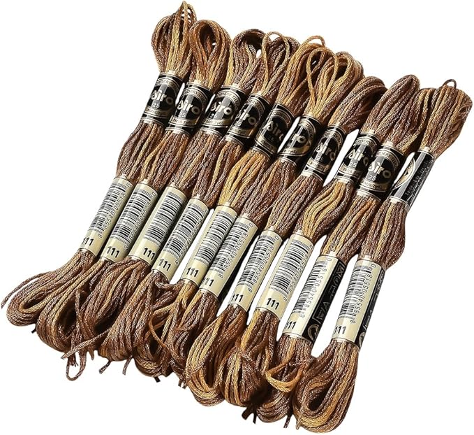 10 Skeins 6 Strands Brown Embroidery Floss Variegated Cross Stitch Thread Polyester Gradient Friendship Bracelet String Yarn Threads Bulk for Hand Sewing Jewelry Craft Crochet Cloth Bracelet