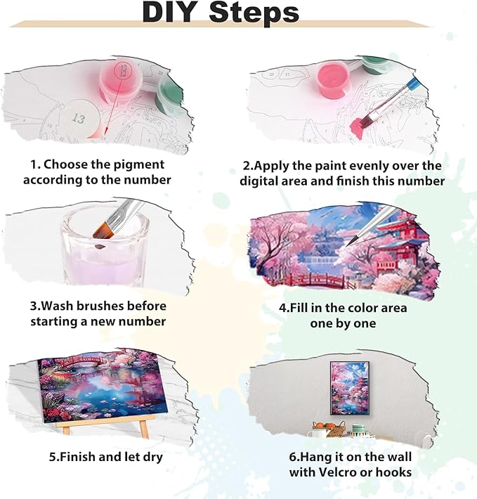EOBROMD Framed Paint by Numbers Kits for Adults - Wooden Easel, Japanese scenery DIY Painting Kits for Adults Beginner, Painting on Stretched Canvas Oil Paint by Numbers for Home Decor Gift 10x14 Inch