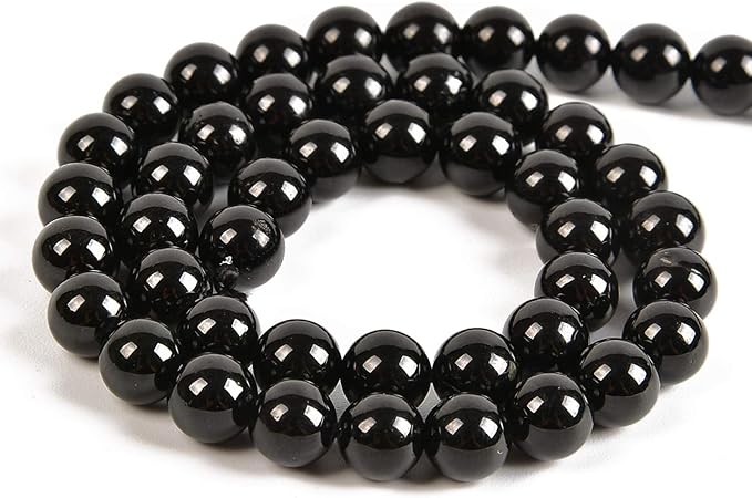 60pcs 6mm Natural Black Tourmaline Gemstone Round Spacer Loose Stone Beads for Jewelry Making 15.5" 1 Strand (Black Tourmaline, 6mm 60Beads)