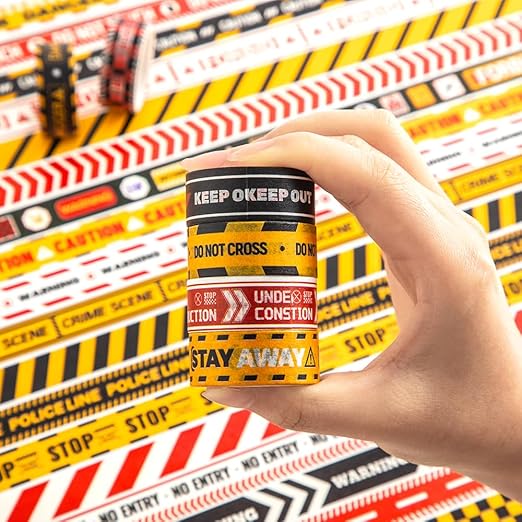 30 Rolls Warning line Theme Washi Tape Set, Writable Decorative Tapes for Scrapbooking, Junk Journal Supplies, Bullet Journaling, 0.6"x79" per Roll