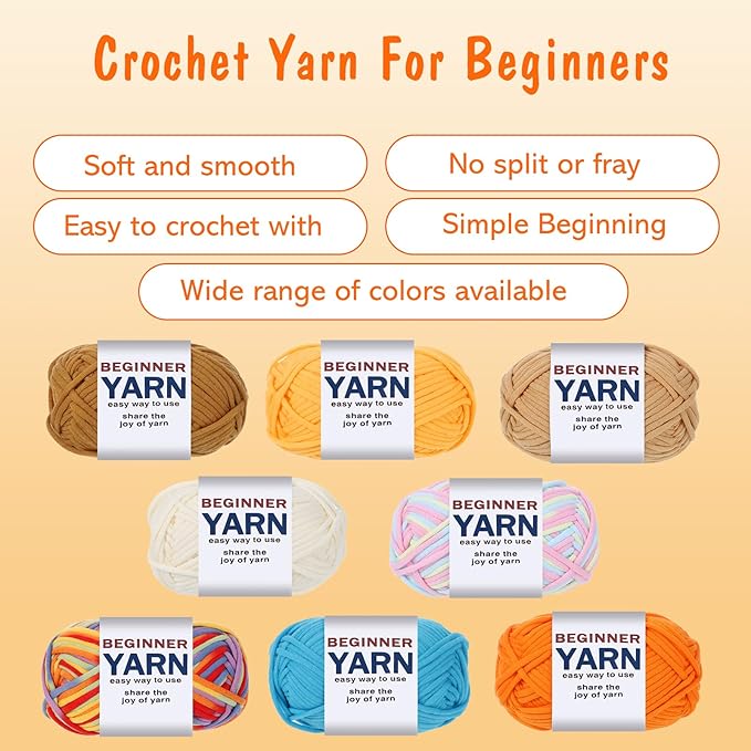 WSICSE 8x50g Beginner Crochet Yarn, Cotton Yarn for Crocheting Easy-to-See Stitches Chunky Thick Soft Yarn for Knitting Easter Basket Stuffers
