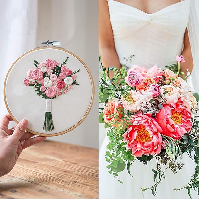 similane 5 pieces embroidery hoops bamboo circle cross stitch hoop ring 5 inch to 10 inch for embroidery and cross stitch