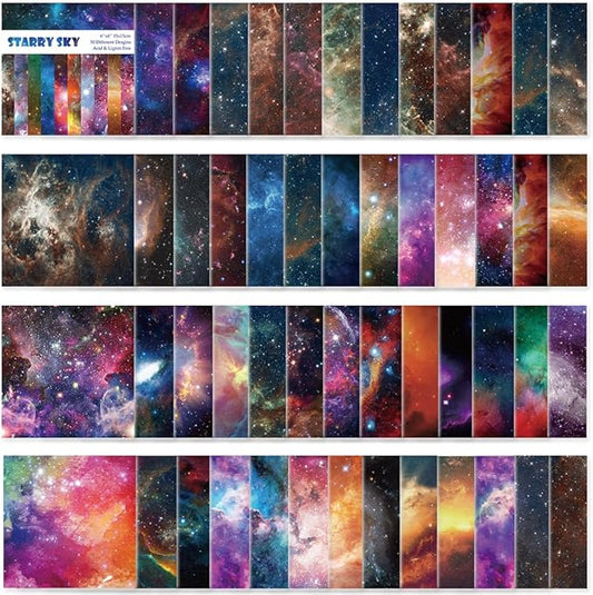 Origami Paper Kit 50 Sheets 70GSM 6 Inch Square Double Sided Color 50 Vivid Japanese Washi Chiyo Colors for Hand Crafts Origami Paper Arts Creativity.Galaxy