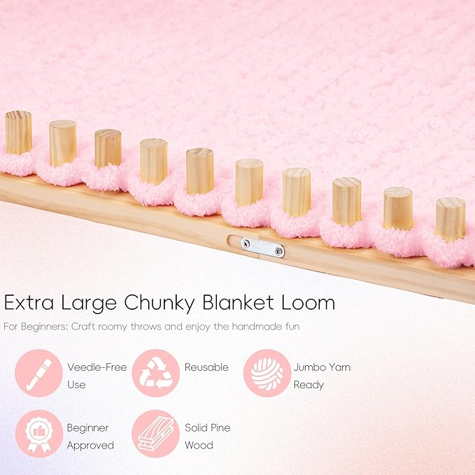 42'' Chunky Knitting Blanket Loom - Custom Thick Yarn Knitting Loom, Foldable and Portable Chunky Blankets Extra Large Loom