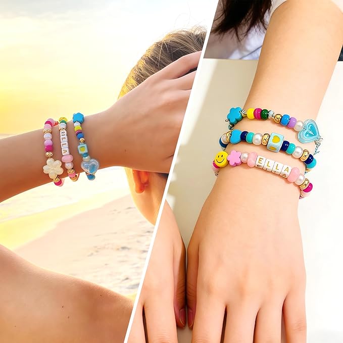 433PCS Keychain Making Kit – DIY Bracelet & Friendship Bracelet Making Kit, Clay Bead Kit for Jewelry Crafting, Acrylic Beads Set, DIY Bead Kits for Adults Teens Women, Creative Gift for Women & Girls