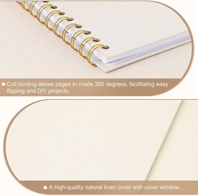 Scrapbook Photo Album 12x12 Inches 80 Pages Hardcover Kraft Paper Linen Cover Scrap Book Memory Book DIY Scrapbook Albums for Wedding Baby Boyfriend Travel Anniversary Family, Beige